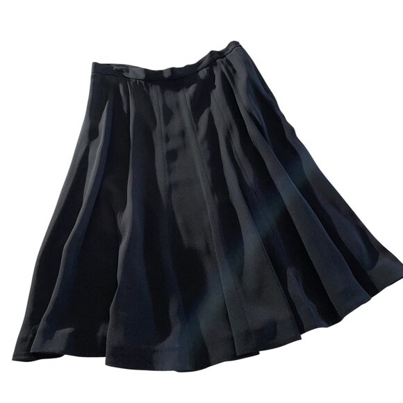 The J. Peterman Company Vintage A-Line Midi Black 100% Silk Skirt, Size 14 - Picture 5 of 12